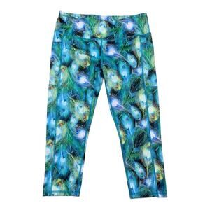Constantly Varied Gear womens XL peacock print crop leggings CVG workout gym